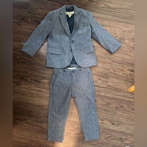 Boys Denim Blue Tweed Blazer & Pants Set